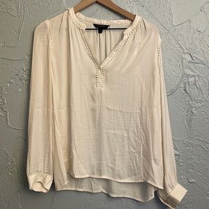 Banana Republic Factory Cream split neck blouse